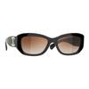 Chanel Logo Arm Oval Sunglasses Unisex Sunglasses Black CH5493A-C622S5