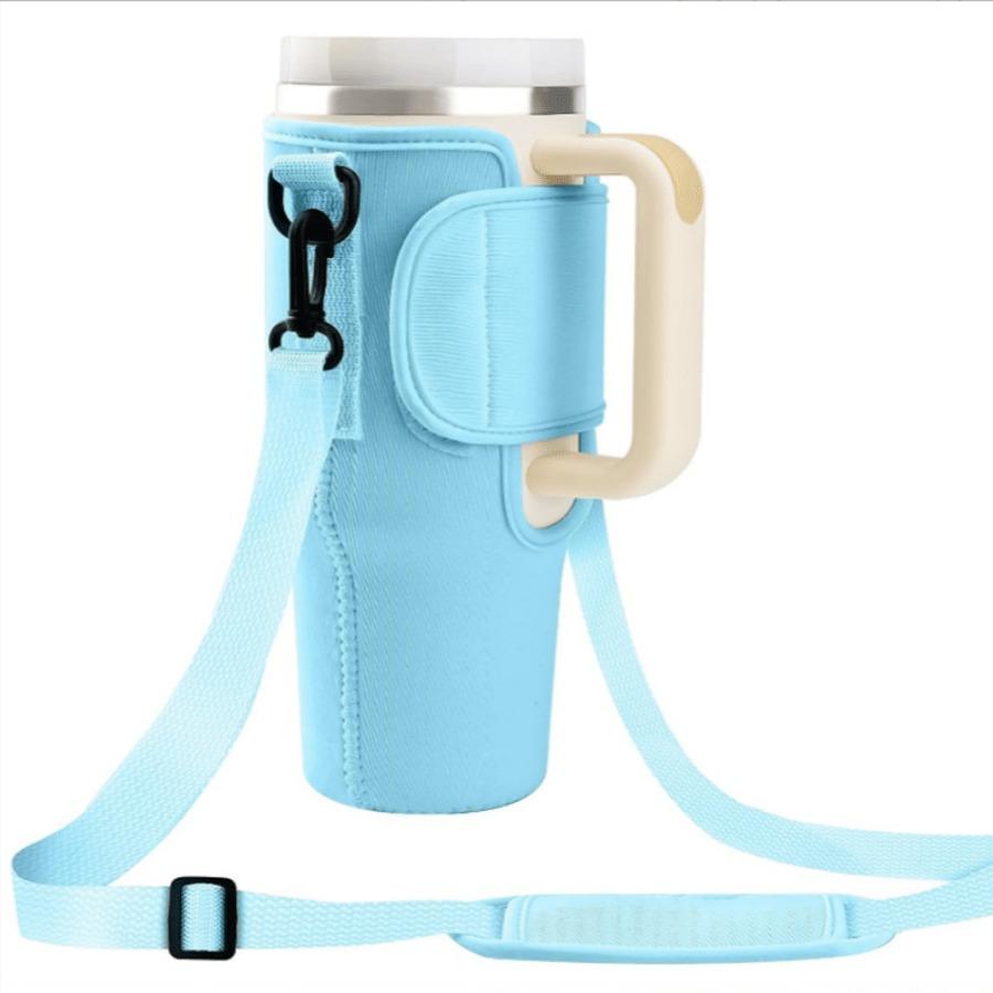 1PC Water Bottle Carrier Bag for Large Capacity Tumbler Cup with Handle Water Bottle Cup Sleeve with Adjustable Shoulder Strap Cup Holders 5