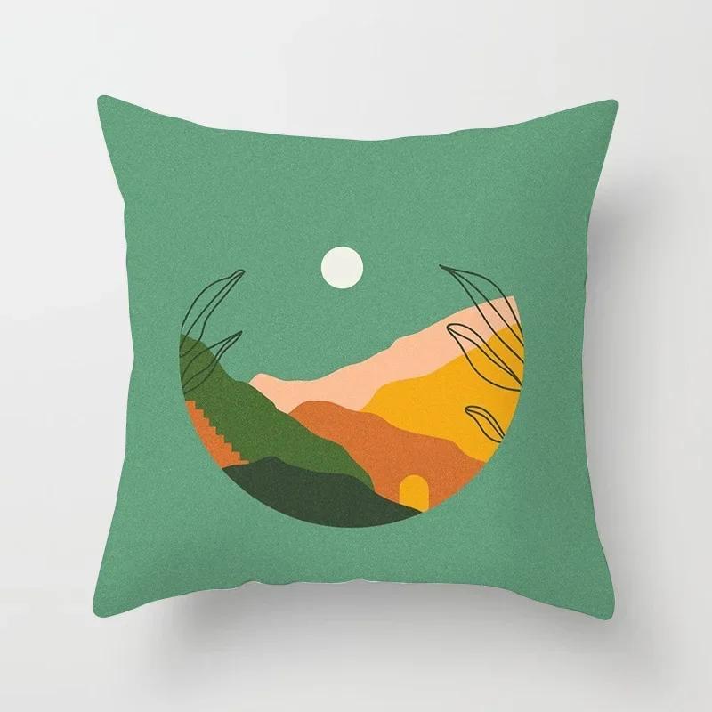 Hot Sale Modern Morandi Color Sofa Cushion Cover Home Nordic Abstract Mountain Moon Sun Geometric Pillow