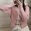 Korean Fresh Style Bow Knit Cardigan Women Autumn Retro Design Sweater Coat Top