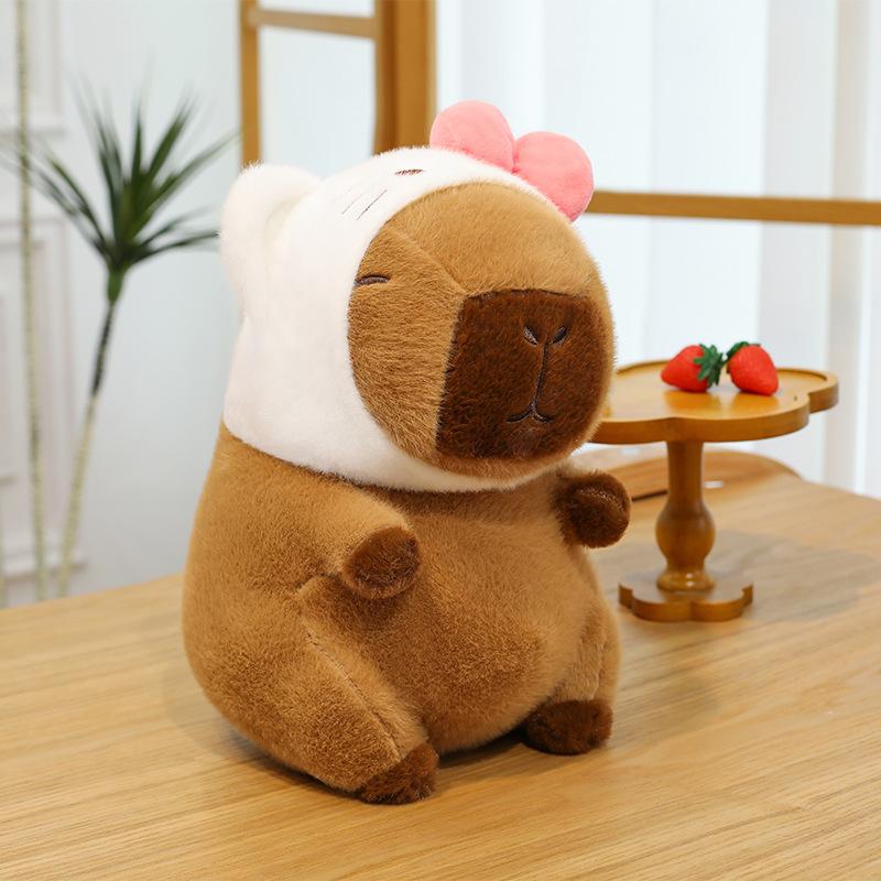Milk tea cup red hat kapibara doll doll toast turtle backpack capybara ugly cute rag doll throw pillow