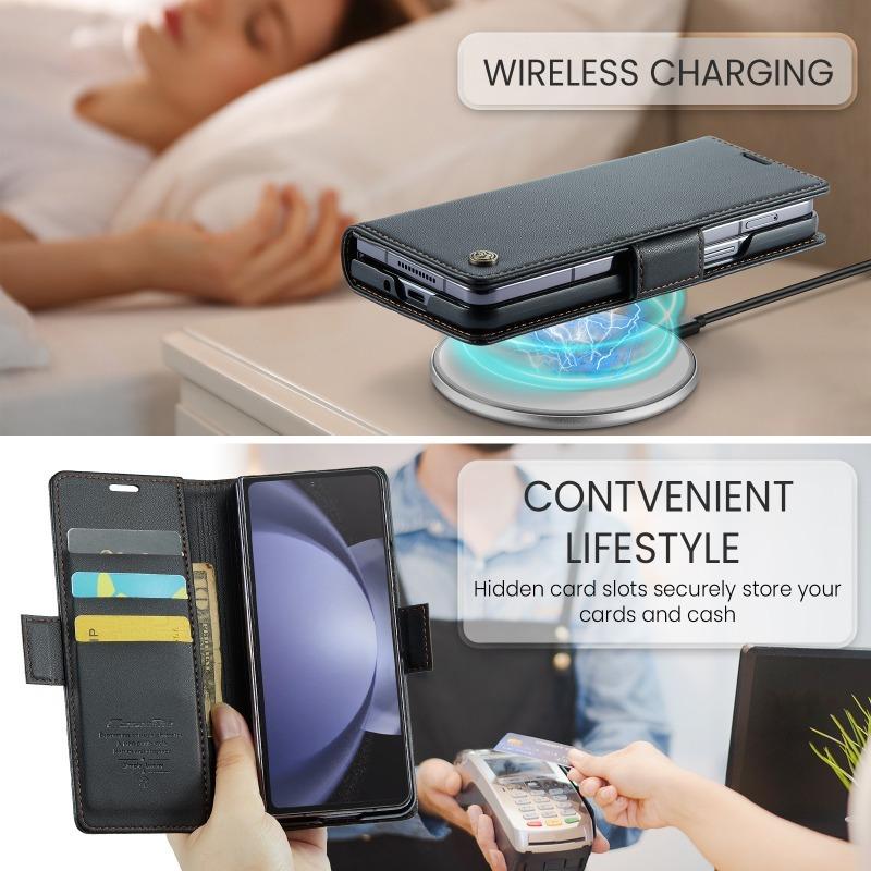 Magnetic Flip PU Leather Phone Case for Samsung Galaxy Z Fold 6 5 Fold6 Fold5 5G Wallet with Card Holder Protective Cover