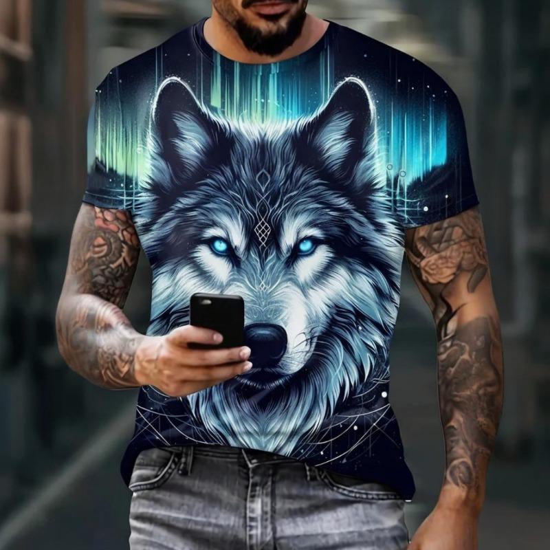 3D digital animal print pattern T-shirt short sleeved