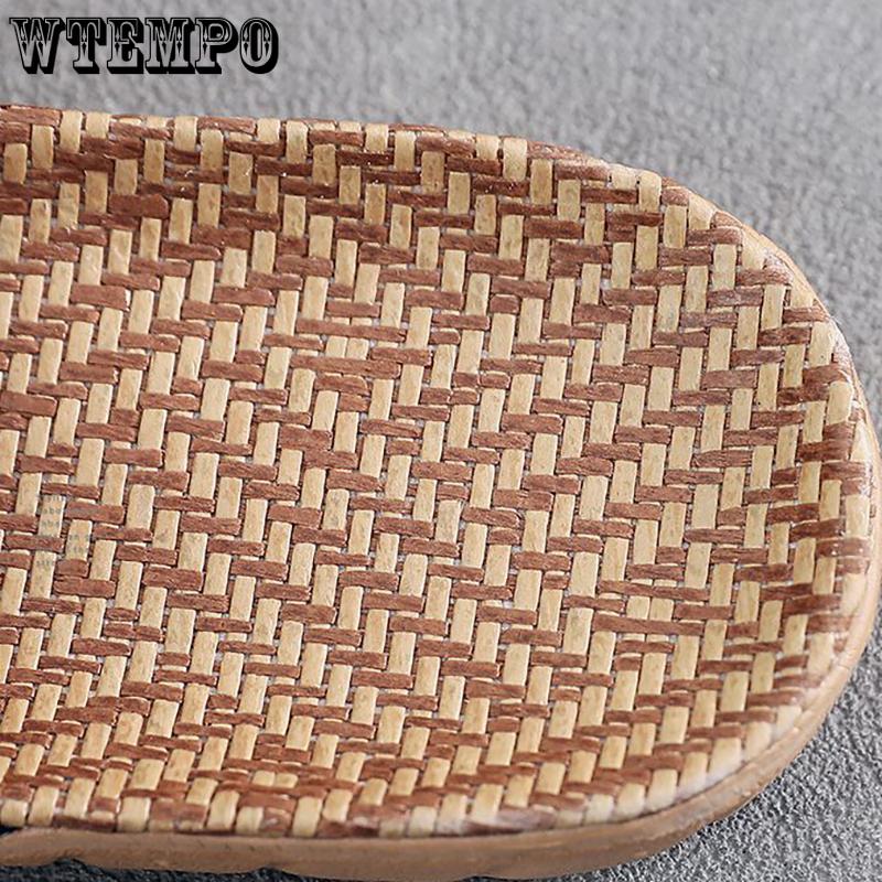 Linen Slides Women's Outer Wear Shoes Summer Thick Bottom Sandals Indoor Home Soft Bottom Non-slip Grass Rattan Slipper Outdoor Beach Flip-flops