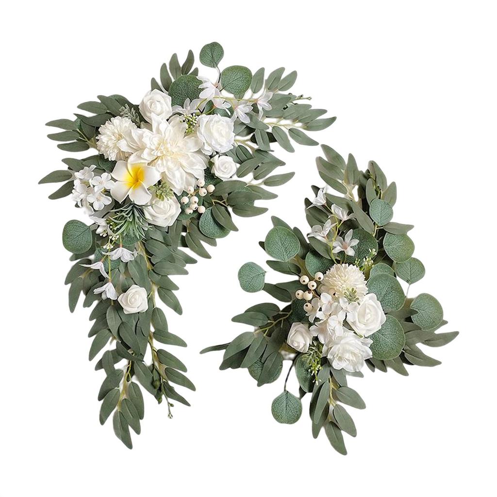 2x Künstlicher Kranz Schmuck Foto Requisiten Dekoration Handgemachte Kunst Deko DIY Szene Layout Hochzeitsbogen Blume für Innenfenster