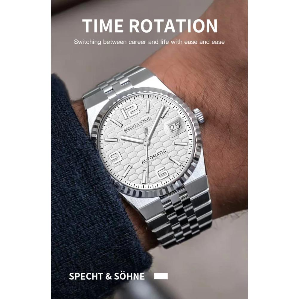 Specht & Söhne New Mens Watches Miyota 8215 Automatic Mechanical Wristwatches Stainless Steel Watch Relogio Masculino 37MM