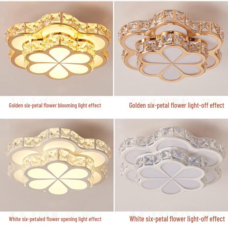 OEING Kryształowa LEDowa Lampa Sufitowa Złoty Narcyz