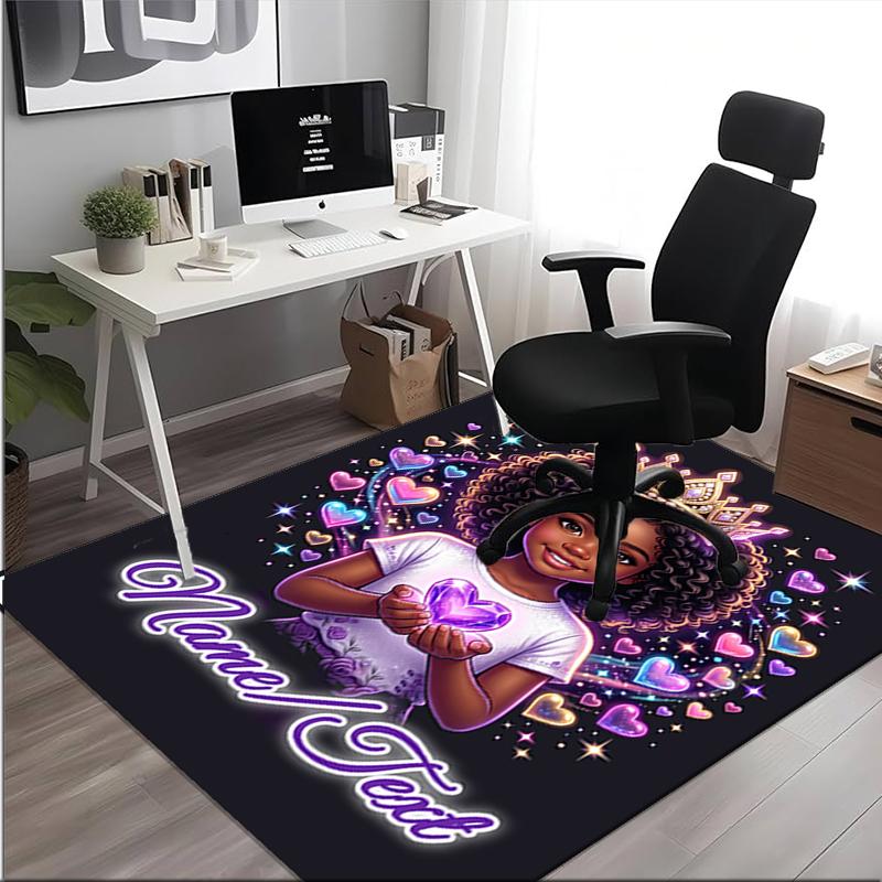 1PC Custom Name Princess Heart Dreams Theme Floor Mat Ideal for Living Room, Game Rooms, Office, Bedroom,Floor Mat Playful Design
