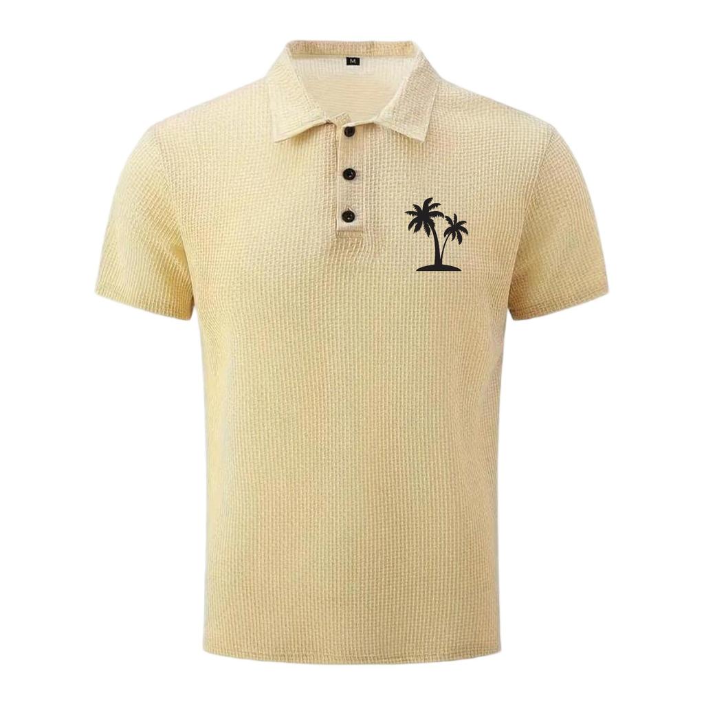 Men's Summer Polo Shirt High-End Mesh Fabric Breathable Ice Silk Short Sleeve Casual Shirt with Button Collar Suitable for Outdoor and Indoor Wear