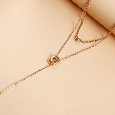 Nowy Trend Podwójna Warstwa Amulet Geometryczna Anulacja Wisiorek Naszyjnik Dla Kobiet Układany Choker Prezent na Imprezę Modna Biżuteria