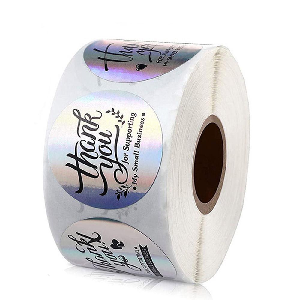 50-500pcs Adhesive Labels For Business Boutiques Wrapping Supplies Rainbow Laser Thank You Stickers Small Business Stickers