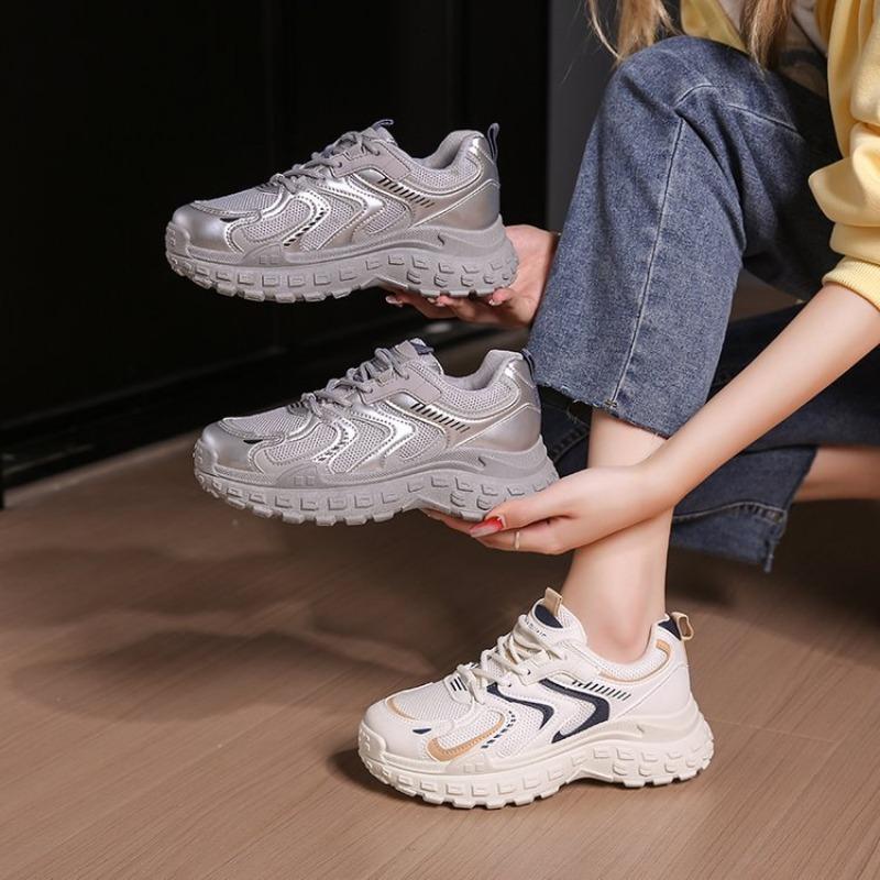 Dad shoes spring and summer new fashion color matching lace-up casual women's shoes student running sports shoes