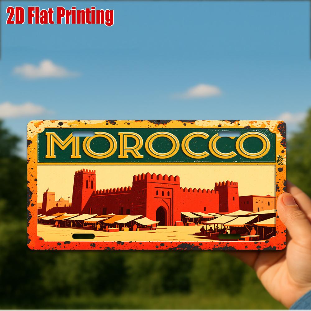 D-Dur pc Vintage Metallschild Nur zur Dekoration Außenwandkunst ( ) MAROKKO Aluminiumschild Fahrzeugdekor