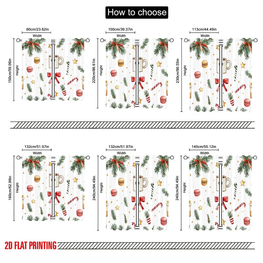 2pcs,2D Plane Printing Minimalist Curtains Christmas Tree Gifts Stars (2) Polyester (without Rod) Gifts Use for Bedroom, Living