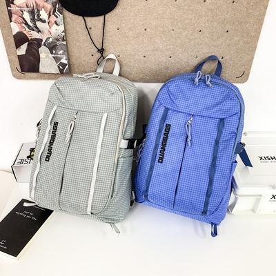 Women Lightweight Backpack Men Large Capacity Backpack Student Plaid Schoolbag