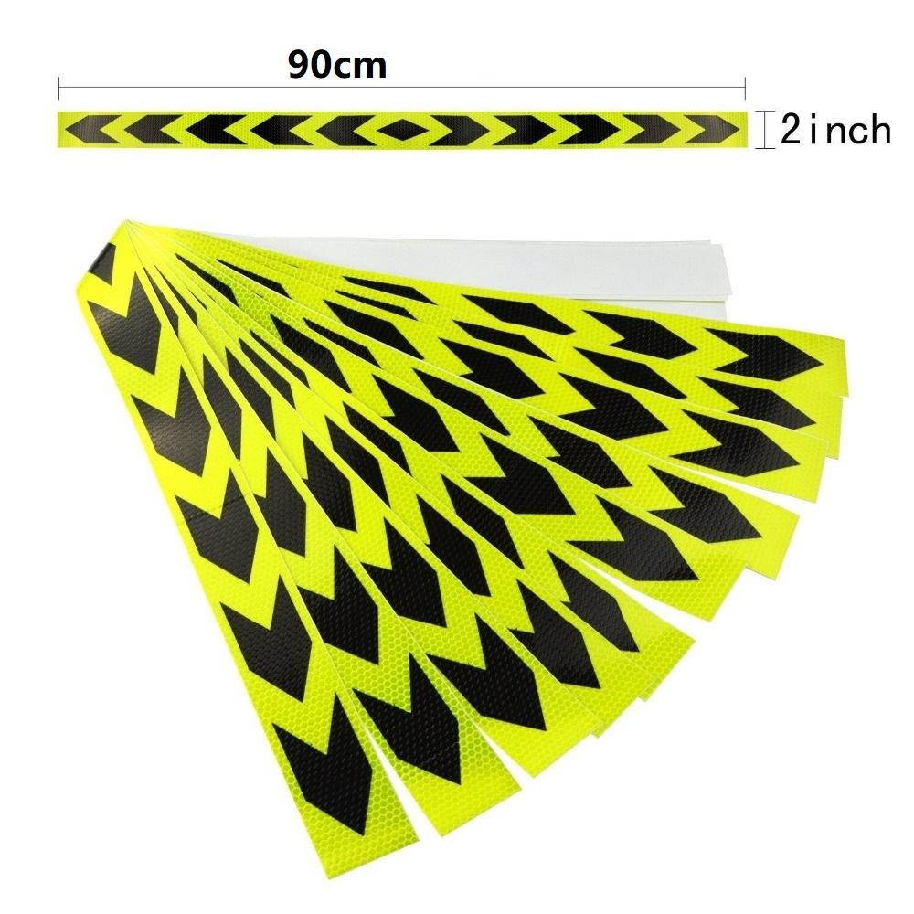 5cm*90cm Fluorescent Yellow-Black Arrow Reflective Adhesive Tape Safety Warning Waterproof Stickers High Light Reflectors Strip