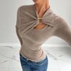 Women's New Long-sleeved Bottoming Shirt Slim Knitted Top T-shirt Pullover