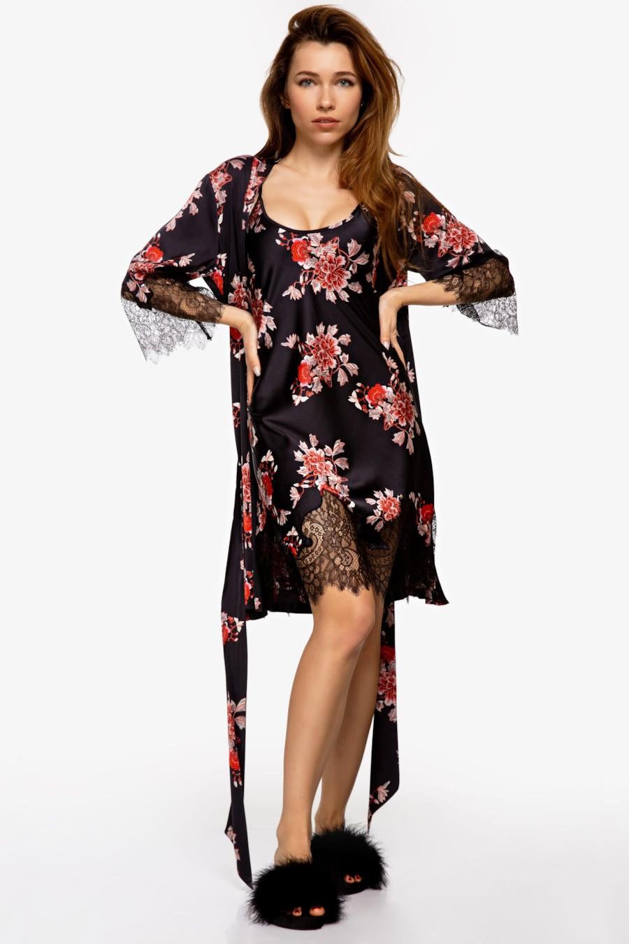 

комплект: халат і сорочка German Volf (75395) 40(XS) прозорий колір чорний