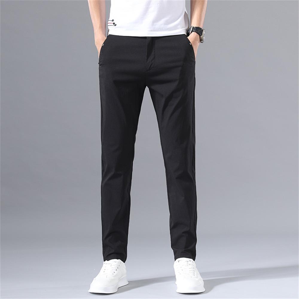 Casual Pants Summer Thin Slim Fit New Trend Light Business Pants Loose Straight Ice Silk Trousers