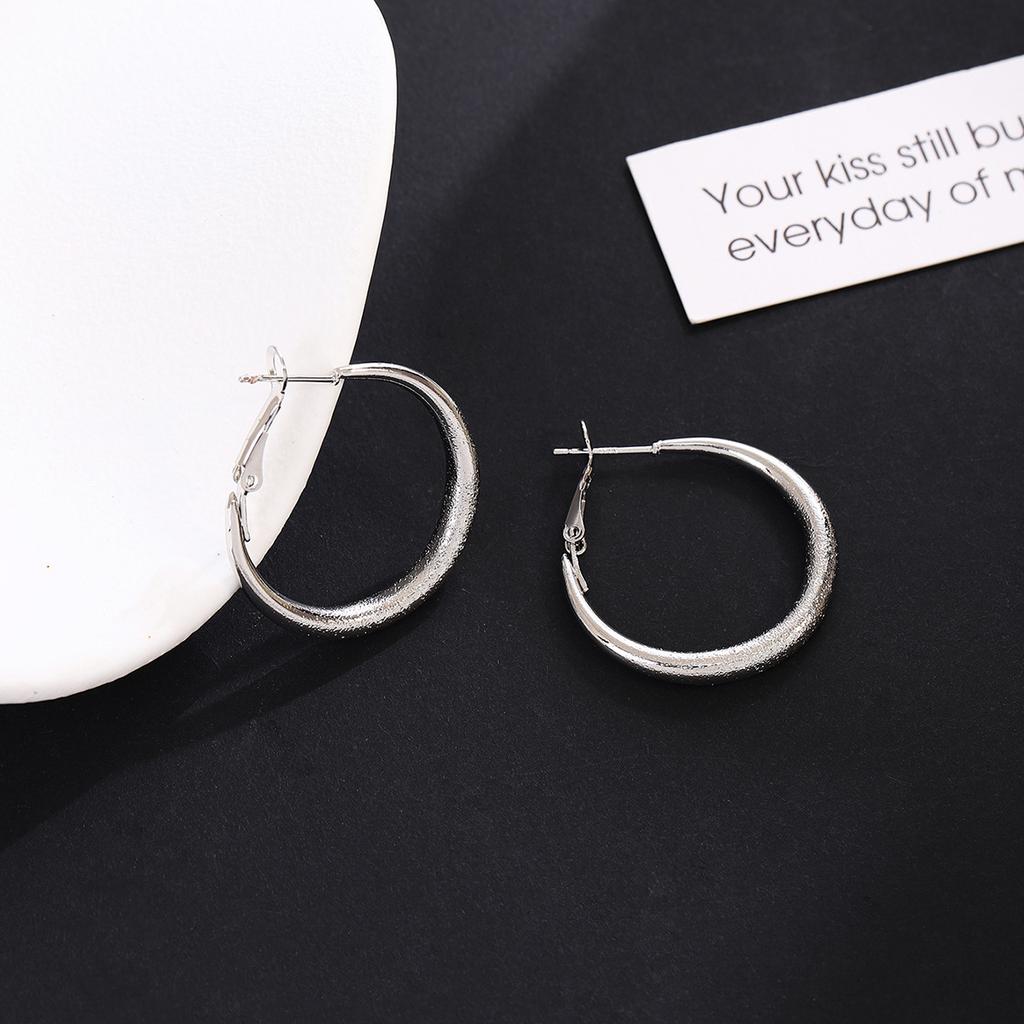 Autumn And Winter Matte Gypsy Plain Ring Ear Buckles, Light Luxury And High-End Sense, Simple And Small Temperament Earrings