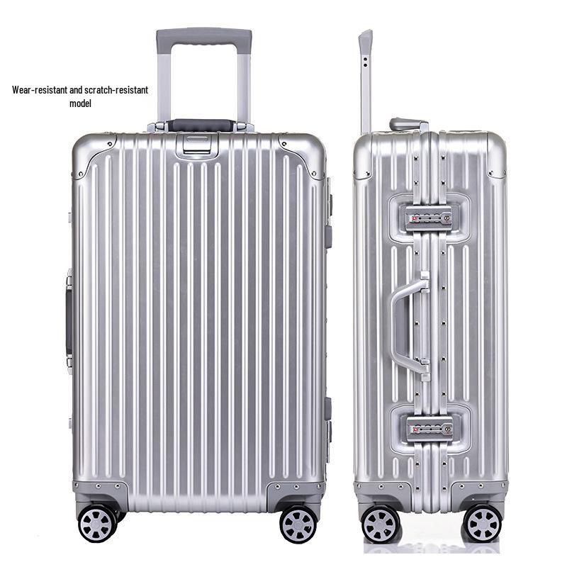 Premium Aluminum-Magnesium Alloy Suitcase with Universal Wheels - Fashionable Hard Shell Luggage for Students
