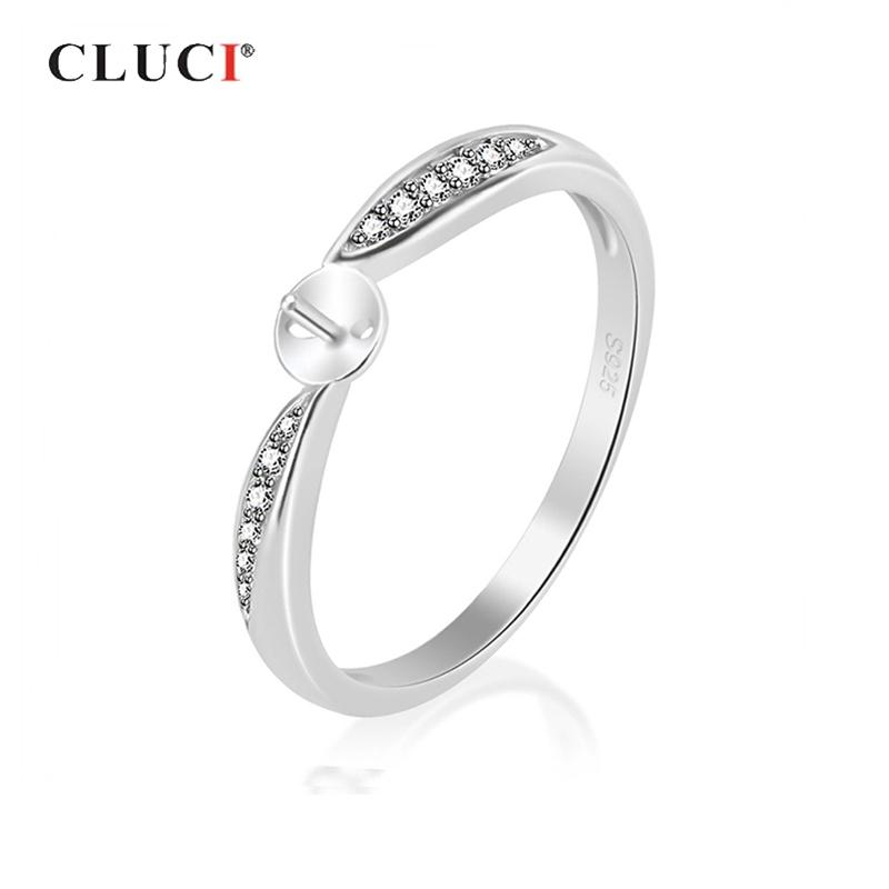 

CLUCI Beautiful 925 Sterling Silver Jewelry Round Ring Female Design Zircon Finger Rings Silver 925 Rings Jewelry SR1074SB 6