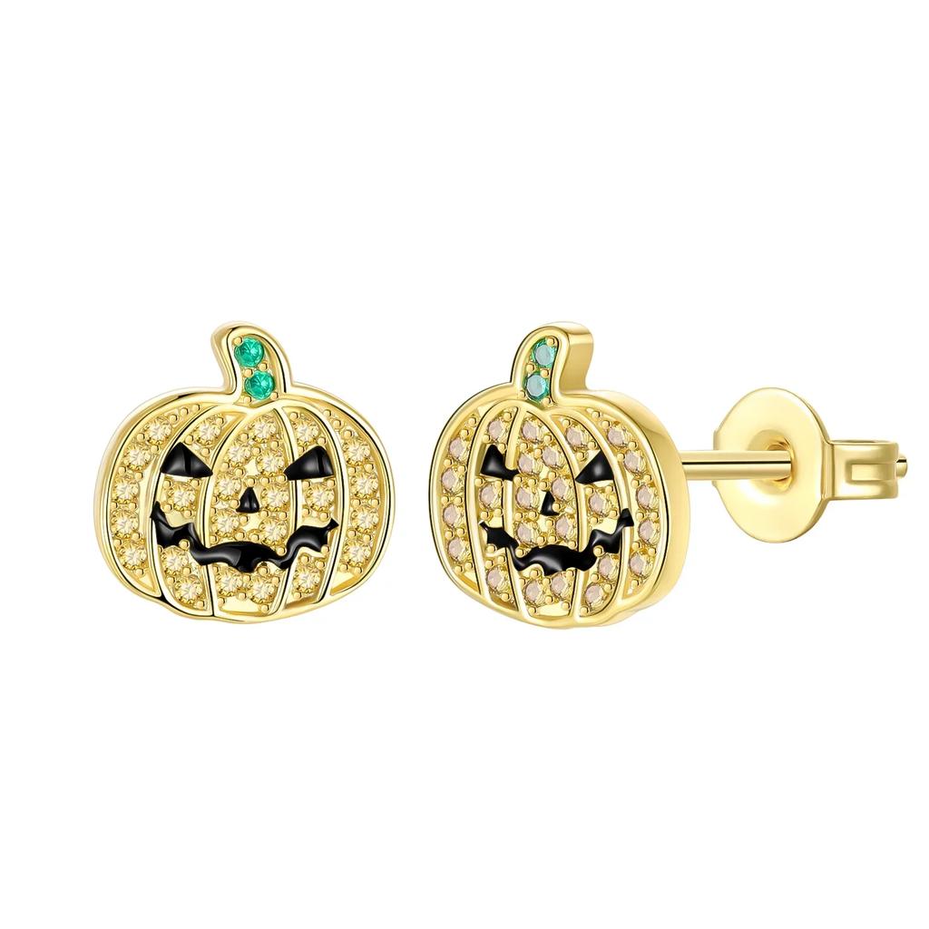 Halloween Copper Skull Charm Luminous Pumpkin Ghost Clown Bead Pendant Ring Necklace Bracelet Diy Jewelry Gift