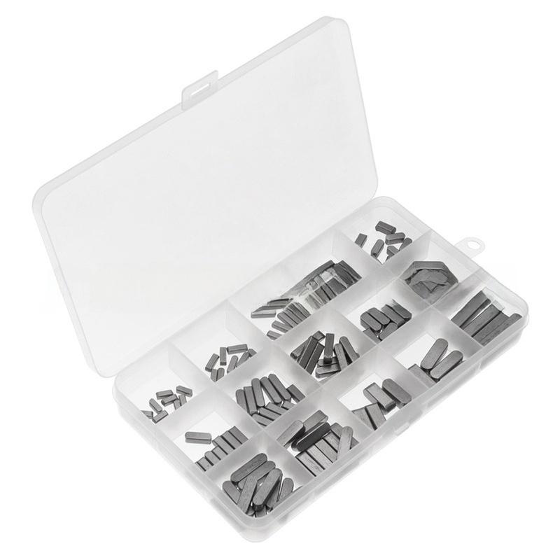 175Pcs Parallel Drive Shaft Keys Set Carbon Steel Key Stock Assortment with Multiple Sizes for Engineering Use