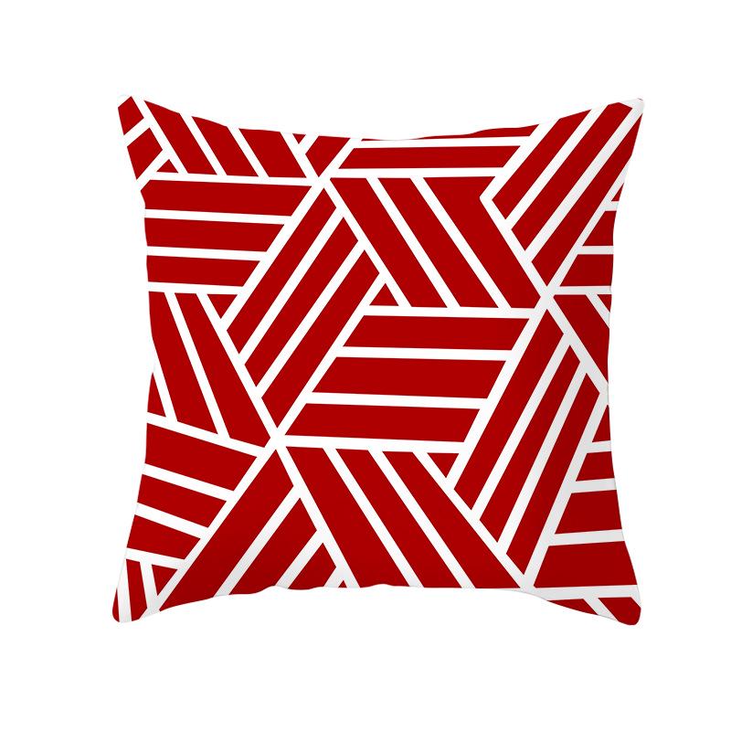 Red, Blue and Black Geometric Cushion Cover, Peach Skin Print Pillow Cover, Square Sofa Cushion, Home Textiles and Household Products