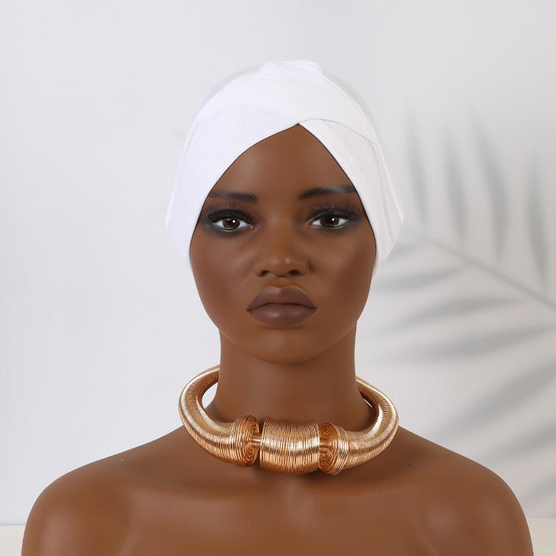 Hijab Caps Headdress Solid Color Muslim Underscarf Cap Soft Elastic Crossed Forehead Female Headscarf Turban Bonnet