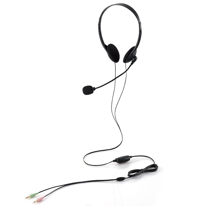 

ELECOM headset overhead with microphone 3 poles 3.5mm connection Mute function volume adjustment flexible arm lightweight small size both ears 1.8m