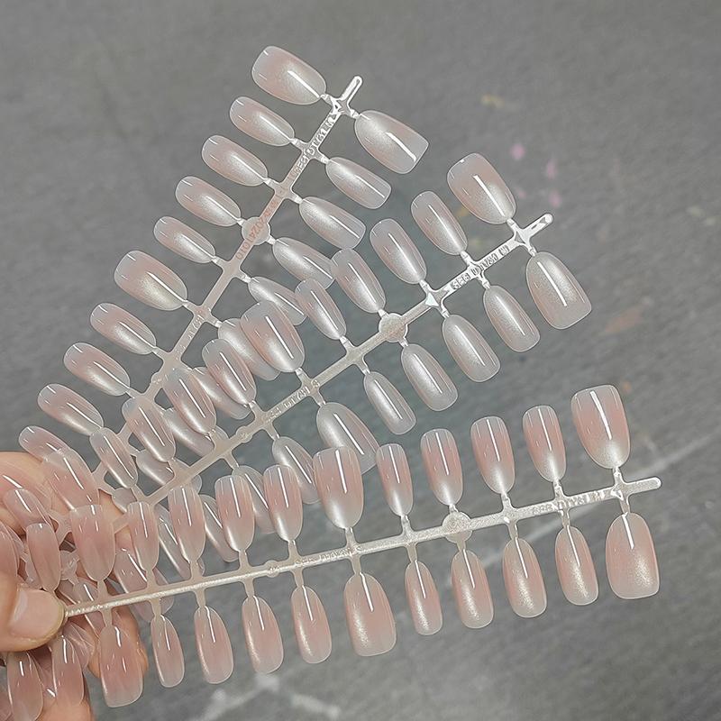 30Pcs Press On Nails French Tip Fake Nail Set Square Shape Reusable Stick-on For Women Girls Day Out