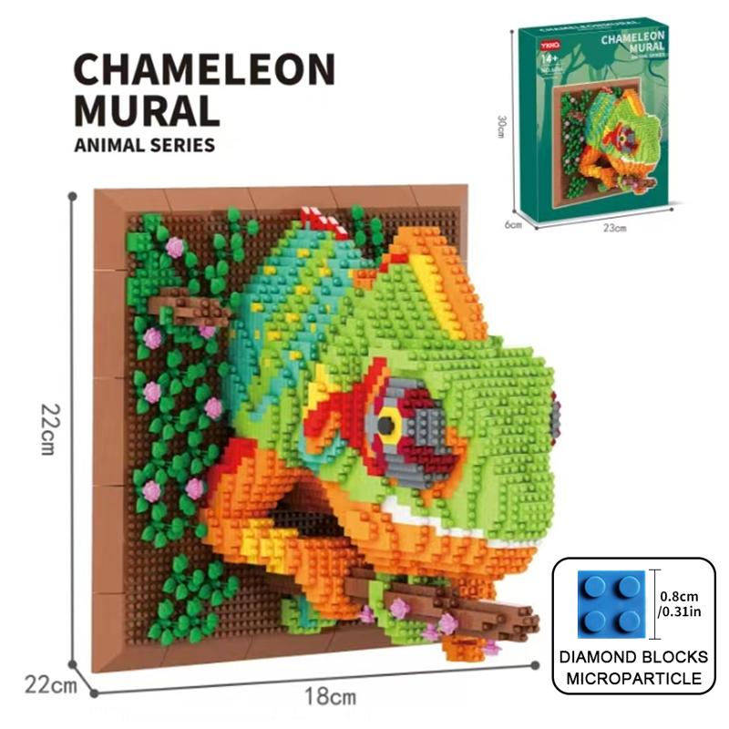 3D Bausteine Haifisch Monsterkopf Wandbild Wandblock DIY Tieranhänger Wanddeko Wandbehang Skulptur Heimdeko Spielzeug Geschenk