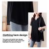 Plus-size black top, summer patchwork short-sleeve, loose and breathable casual women's t-shirt