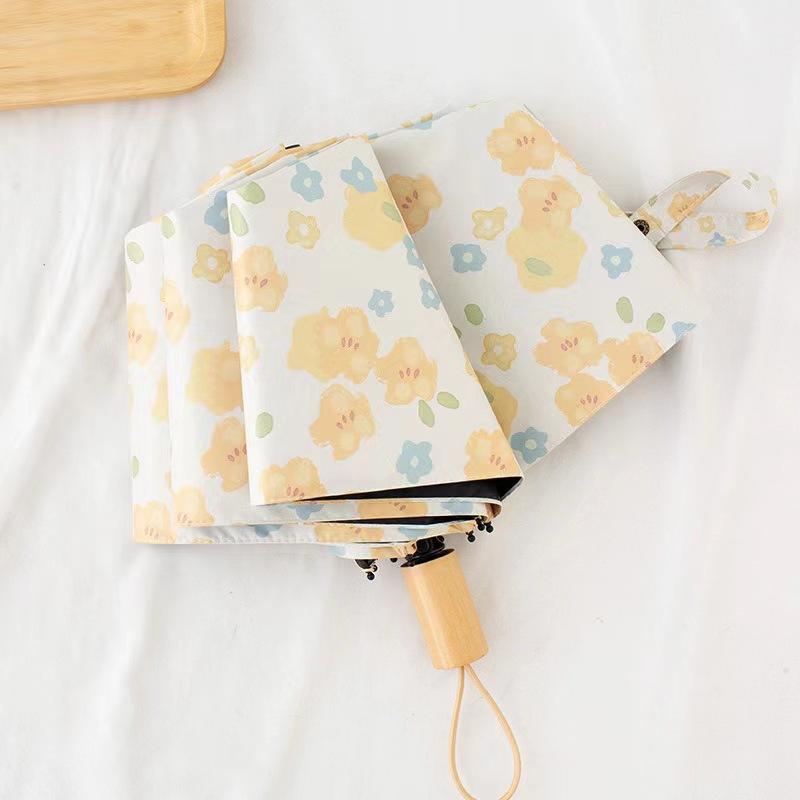 

Small Floral Umbrella for Women Sunny or Rainy Automatic Sun Umbrella Sun Protection UV Protection Compact Vinyl Parasol
