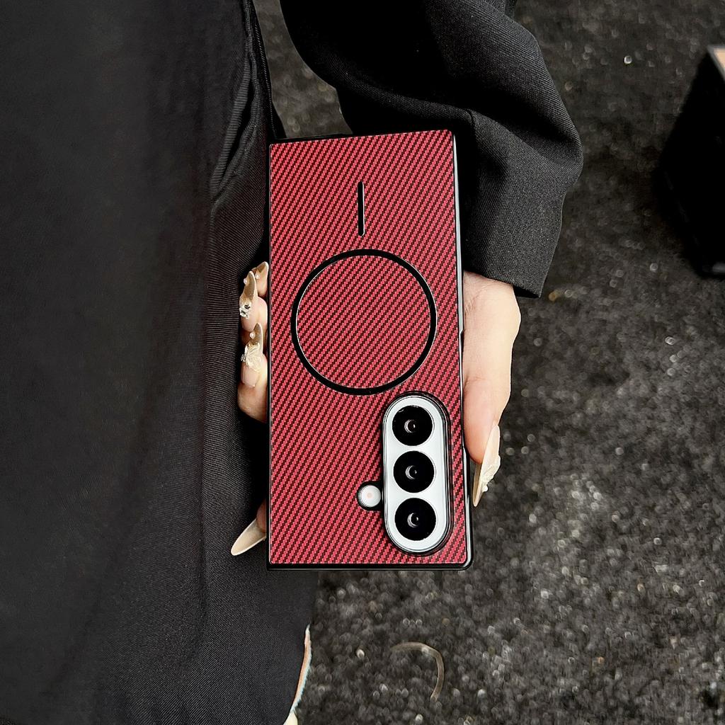 For Samsung Galaxy Z Fold7 5G Magnetic Case Carbon Fiber Texture Folding Phone Cover