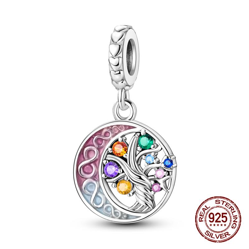925 Sterling Silber Lila Perlen Blume Schmetterling Hänge Charm Passend 4MM Lochdurchmesser Armband Halskette 925 Schmuck Geschenkherstellung