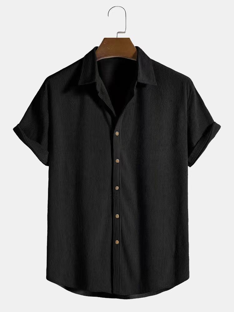 Men's Casual Shirt Fashion Loose Striped Short Sleeve Casual Beach Short Sleeve Shirt