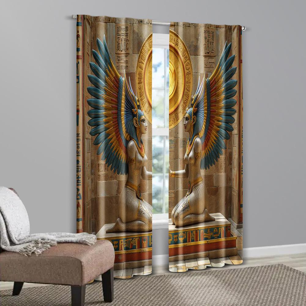 2pcs   Creative Curtains Egyptian double goddesses Polyester (without rod) Home Decor Perfect for Bedroom Living Room Window