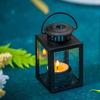 Farmhouses Iron Candle Holders Retro Hanging Decoration Lanterns With Clear Glass Panel For Patios Garden Or Home Decors