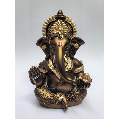 Håndlaget fransk brun Mukut Ganesha-idol (3,5") - Perfekt for bilens dashbord, hjemme- eller kontordekorasjon og som gave, Idol