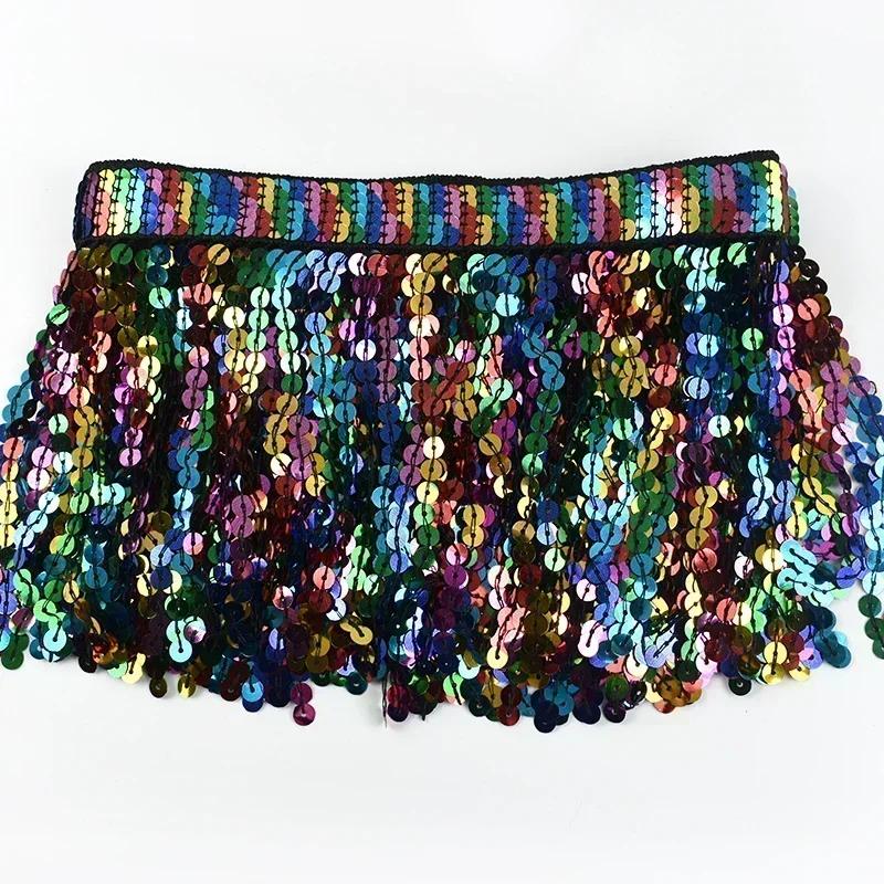 Meetee 1/2/3 Yards 16cm Paillettenfransen Quasten Ethnisches Spitzenbesatzband Fransen Latin Dance Rock Bekleidungsverzierung Nähzubehör