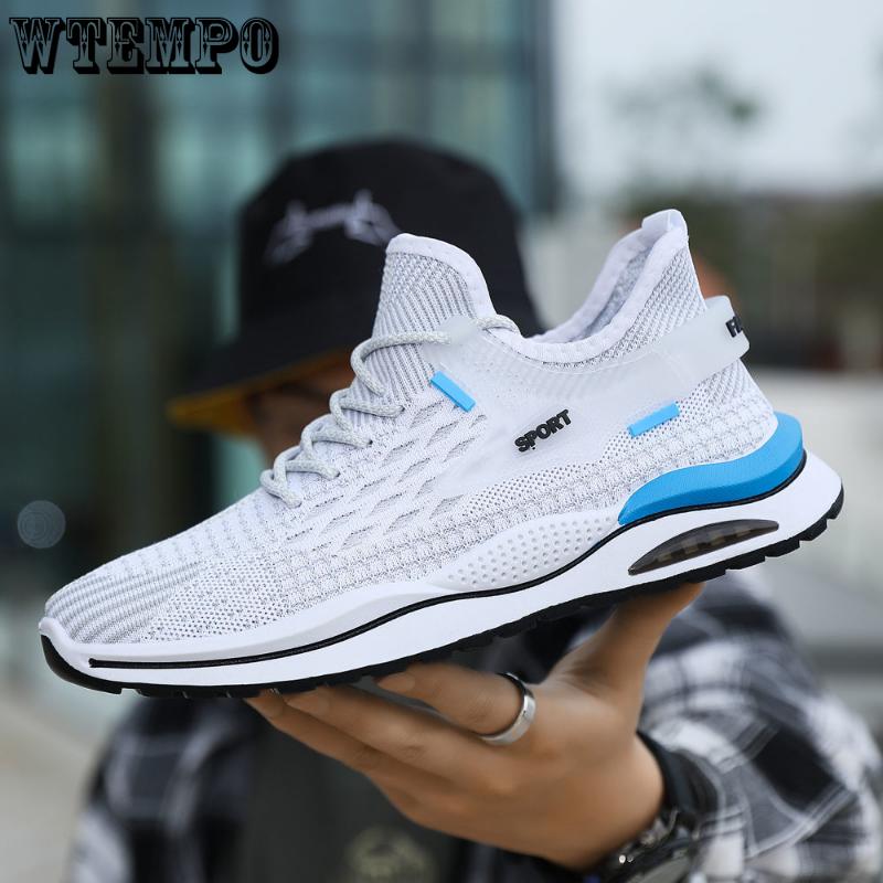 WTEMPO Men's Summer Air Cushion Sneakers Mesh Outdoor Breathable Sport Shoes Thick Bottom Non-Slip Basketball Shoes Casual Running Shoes