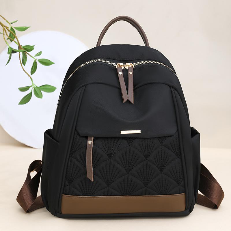 Large-capacity Diamond-pattern Embroidery Backpack, Vintage Student Bag, Shoulder Bag, Water-resistant Bag