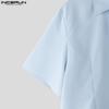 INCERUN Men Cropped Shirts Casual Loose Flower Tie Neck Short Tops