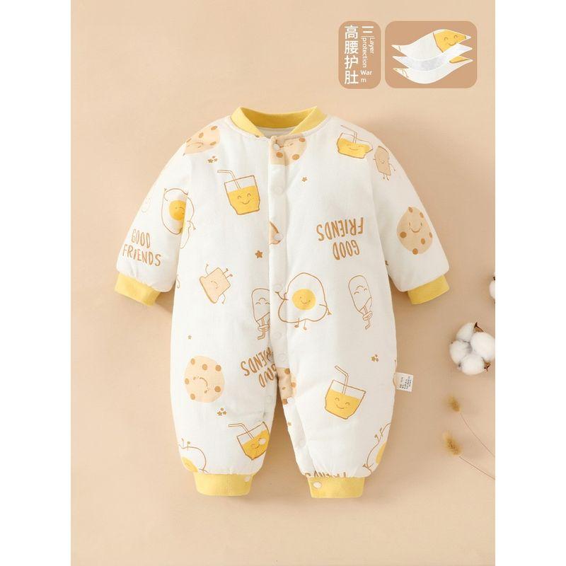 Clothes for Autumn and Winter, Thickened Cotton-Padded Romper for Boys and Girls, Pure Cotton Class a Jumpsuit, Outdoor Crawling Clothes, Winter Wear