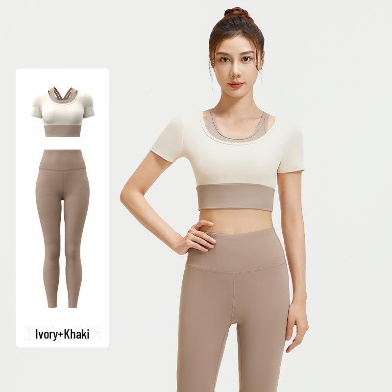 Juyitang Two-in-One Colorblock Yoga Suit - Bra-Free Fitness Apparel