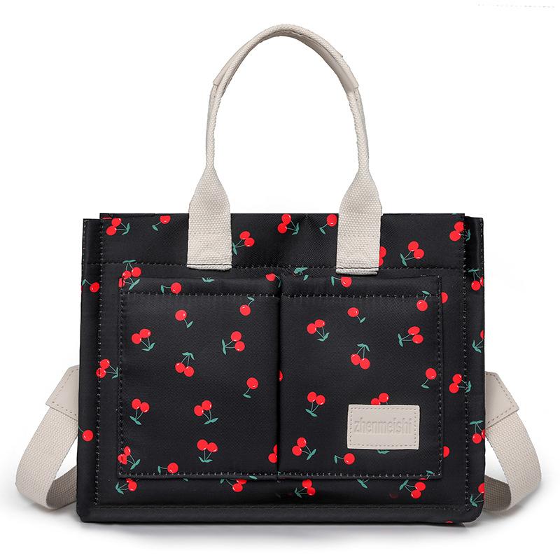 Fruit cherry printed large-capacity multi-pocket handbag tote bag women shoulder bag