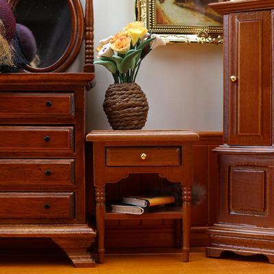 1:12 Scale Miniature Dollhouse Bedside Table for Bedroom Scene