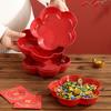 Wedding Fruit Plate Red Festive Living Room Happy Candy Plate Dried Fruit Red Plate Engagement Ornament Happy Plate Wedding Supplies Daquan